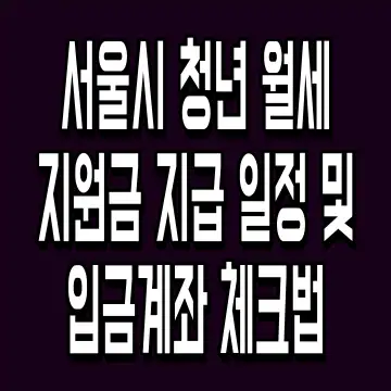 서울시 청년 월세지원금 지급 일정 및 입금계좌 체크법