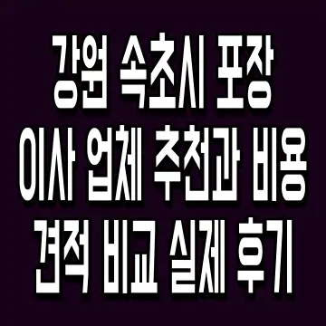 강원 속초시 포장이사 업체 추천과 비용 견적 비교 실제 후기