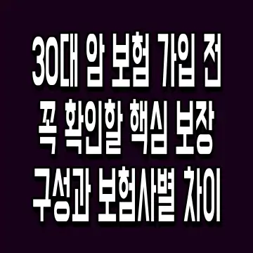30대 암 보험 가입 전 꼭 확인할 핵심 보장 구성과 보험사별 차이
