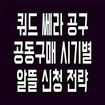 쿼드 쎄라 공구 공동구매 시기별 알뜰 신청 전략
