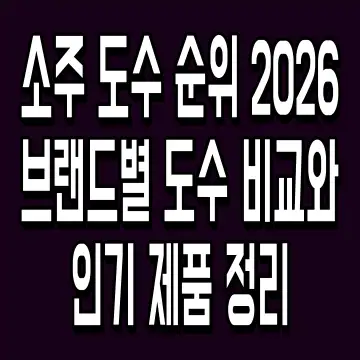소주 도수 순위 2026 브랜드별 도수 비교와 인기 제품 정리