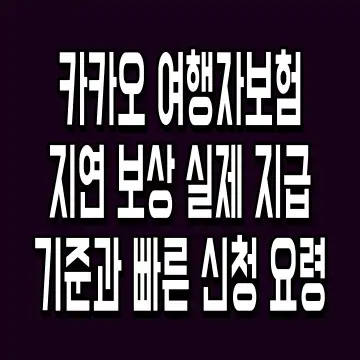 카카오 여행자보험 지연 보상 실제 지급 기준과 빠른 신청 요령