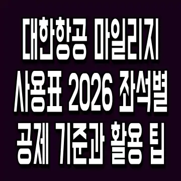 대한항공 마일리지 사용표 2026 좌석별 공제 기준과 활용 팁