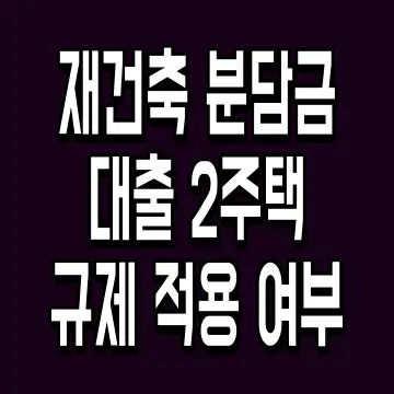 재건축 분담금 대출 2주택 규제 적용 여부