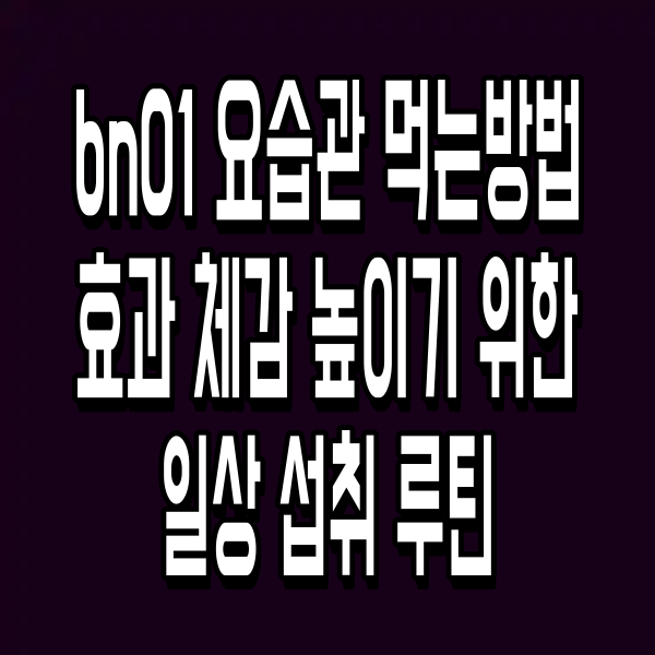 bn01 요습관 먹는방법 효과 체감 높이기 위한 일상 섭취 루틴