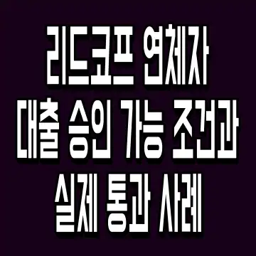 리드코프 연체자대출 승인 가능 조건과 실제 통과 사례