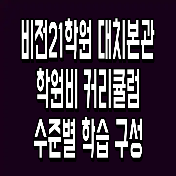 비전21학원 대치본관 학원비 커리큘럼 수준별 학습 구성