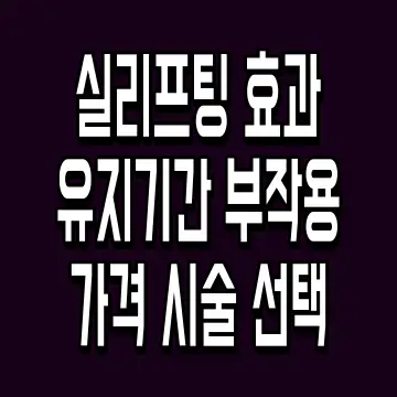 실리프팅 효과 유지기간 부작용 가격 시술 선택