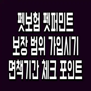 펫보험 펫퍼민트 보장 범위 가입시기 면책기간 체크 포인트