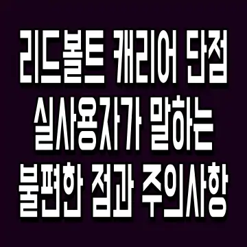 리드볼트 캐리어 단점 실사용자가 말하는 불편한 점과 주의사항