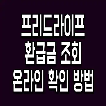 프리드라이프 환급금 조회 온라인 확인 방법