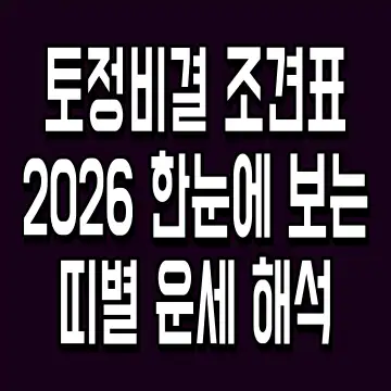 토정비결 조견표 2026 한눈에 보는 띠별 운세 해석