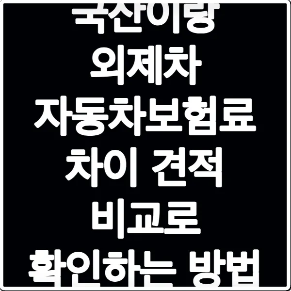 국산이랑 외제차 자동차보험료 차이 견적 비교로 확인하는 방법
