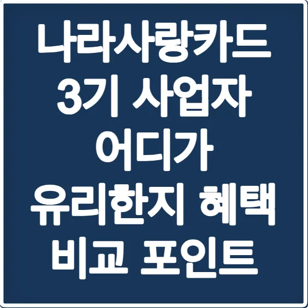 나라사랑카드 3기 사업자 어디가 유리한지 혜택 비교 포인트