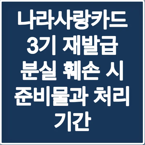 나라사랑카드 3기 재발급 분실 훼손 시 준비물과 처리 기간