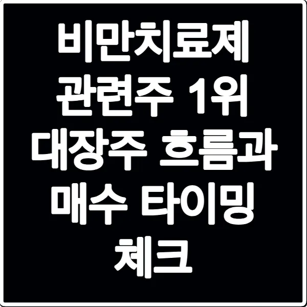비만치료제 관련주 1위 대장주 흐름과 매수 타이밍 체크