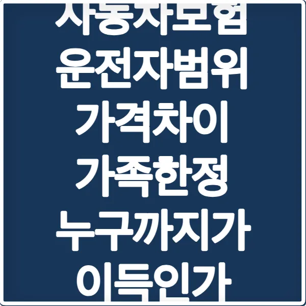 자동차보험 운전자범위 가격차이 가족한정 누구까지가 이득인가