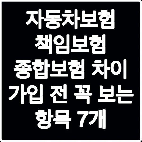 자동차보험 책임보험 종합보험 차이 가입 전 꼭 보는 항목 7개