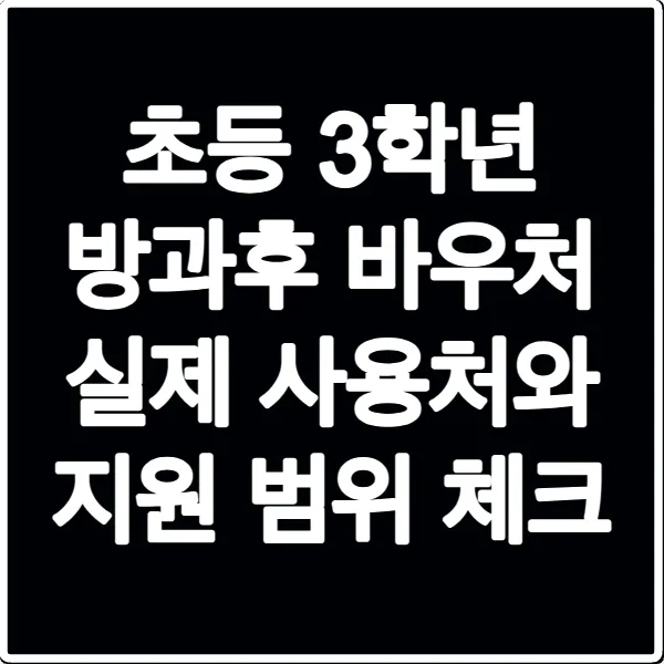 초등 3학년 방과후 바우처 실제 사용처와 지원 범위 체크