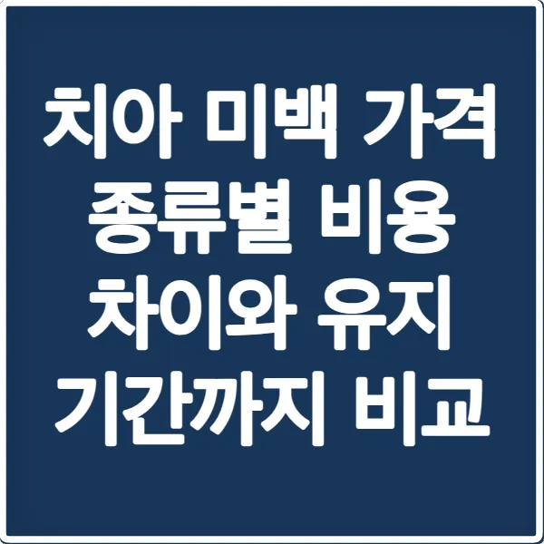 치아 미백 가격 종류별 비용 차이와 유지 기간까지 비교