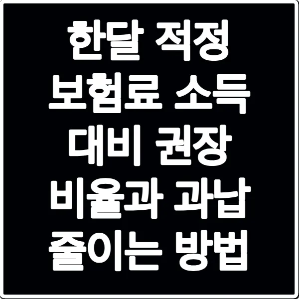 한달 적정 보험료 소득 대비 권장 비율과 과납 줄이는 방법