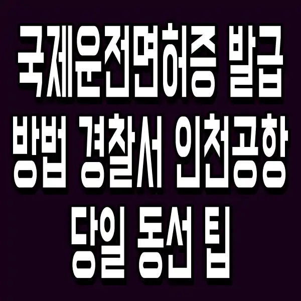 국제운전면허증 발급 방법 경찰서 인천공항 당일 동선 팁
