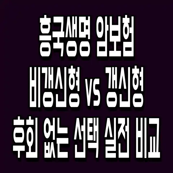 흥국생명 암보험 비갱신형 vs 갱신형 후회 없는 선택 실전 비교