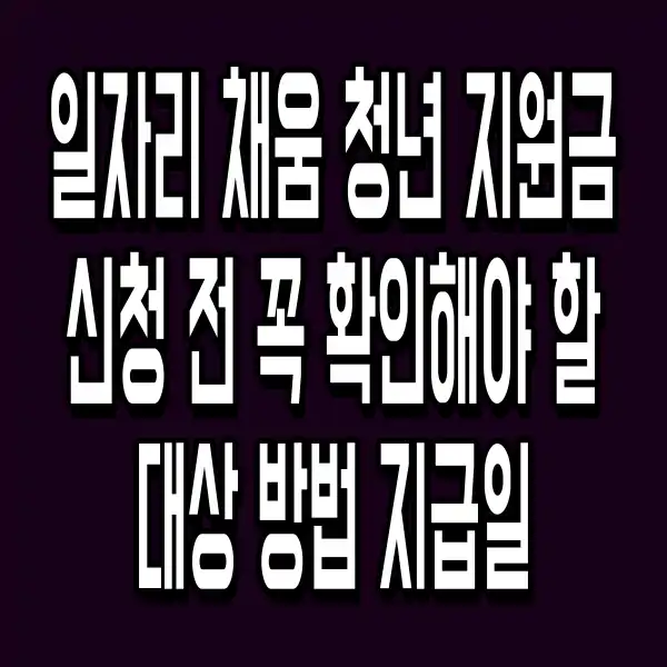 일자리 채움 청년지원금 신청 전 꼭 확인해야 할 대상 방법 지급일