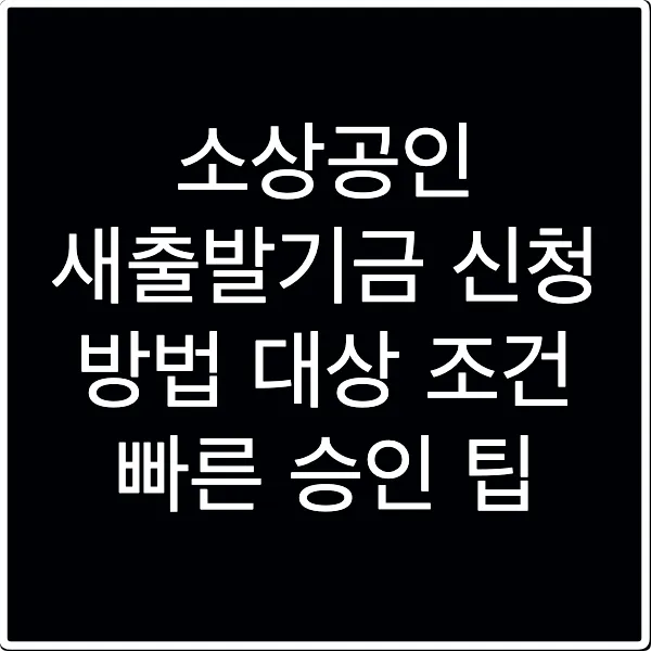 소상공인 새출발기금 신청 방법 대상 조건 빠른 승인 팁