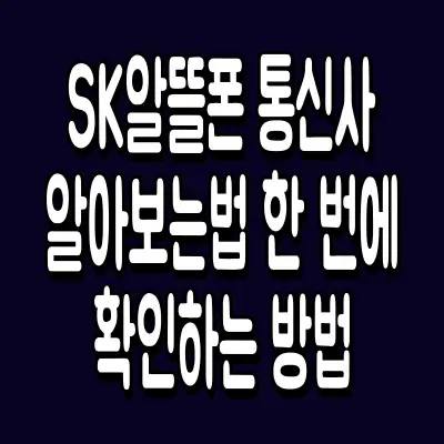 SK알뜰폰 통신사 알아보는법 한 번에 확인하는 방법