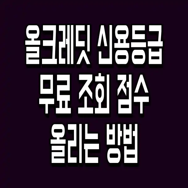 올크레딧 신용등급 무료 조회 점수 올리는 방법