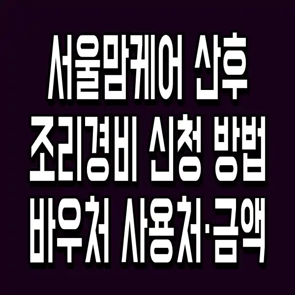 서울맘케어 산후조리경비 신청 방법 (바우처 사용처·금액 총정리)