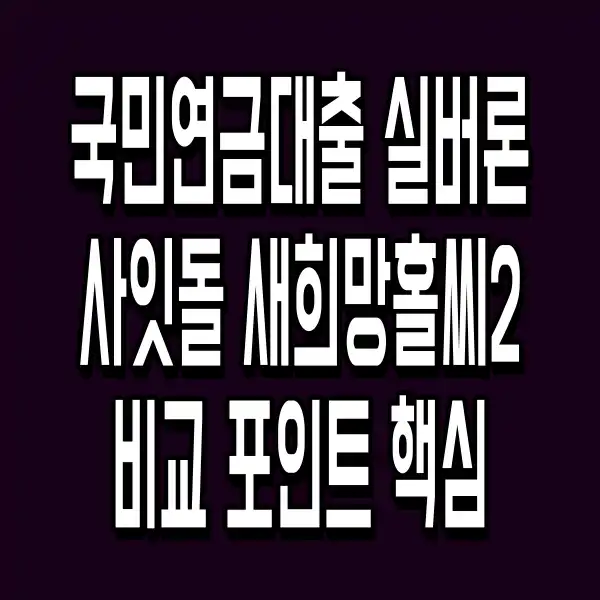 국민연금대출 실버론 사잇돌 새희망홀씨2 비교 포인트 핵심