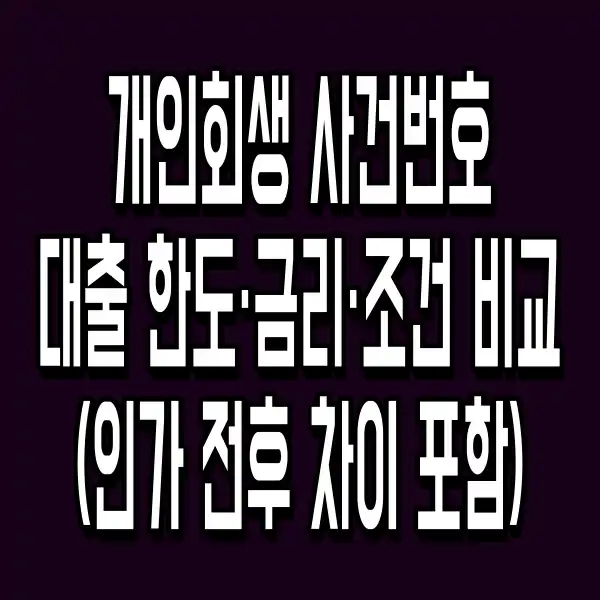 개인회생 사건번호 대출 한도·금리·조건 비교 (인가 전후 차이 포함)