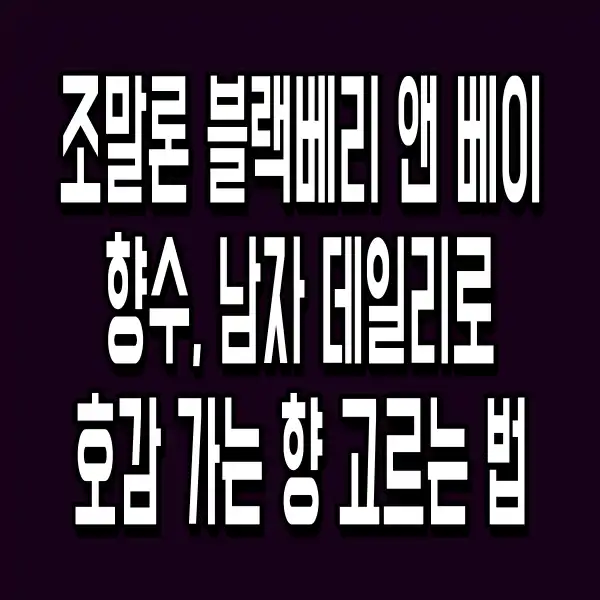 조말론 블랙베리 앤 베이 향수, 남자 데일리로 호감 가는 향 고르는 법
