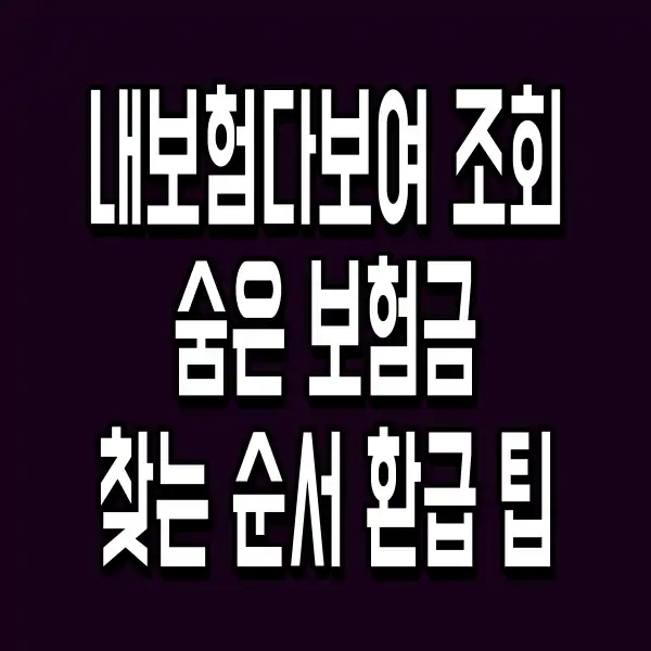 내보험다보여 조회 숨은 보험금 찾는 순서 환급 팁
