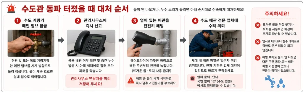 수도관 동파 터졌을 때 대처 순서