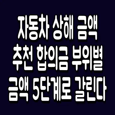 자동차 상해 금액 추천 합의금 부위별 금액 5단계로 갈린다