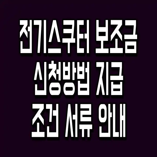 전기스쿠터 보조금 신청방법 지급 조건 서류 안내