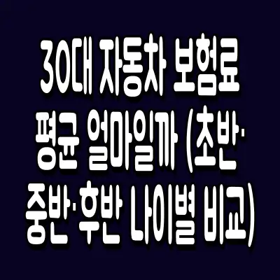 30대 자동차 보험료 평균 얼마일까 (초반·중반·후반 나이별 비교)