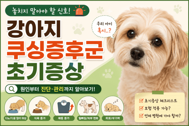 강아지 쿠싱증후군 초기증상 5가지와 놓치기 쉬운 신호, 원인, 검사비용