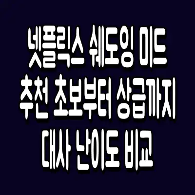 넷플릭스 쉐도잉 미드 추천 초보부터 상급까지 대사 난이도 비교