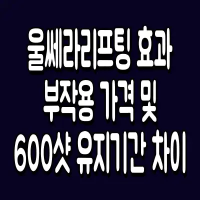 울쎄라리프팅 효과 부작용 가격 및 600샷 유지기간 차이