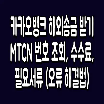카카오뱅크 해외송금 받기 MTCN 번호 조회, 수수료, 필요서류 (오류 해결법)