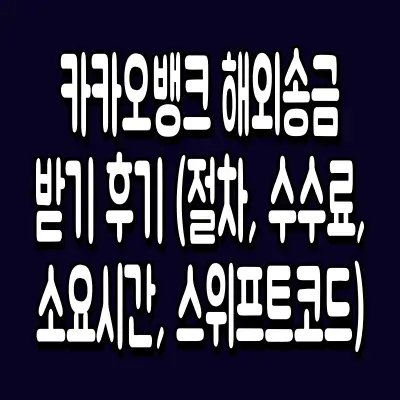 카카오뱅크 해외송금 받기 후기 (절차, 수수료, 소요시간, 스위프트코드)