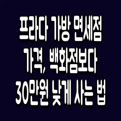 프라다 가방 면세점 가격, 백화점보다 30만원 낮게 사는 법