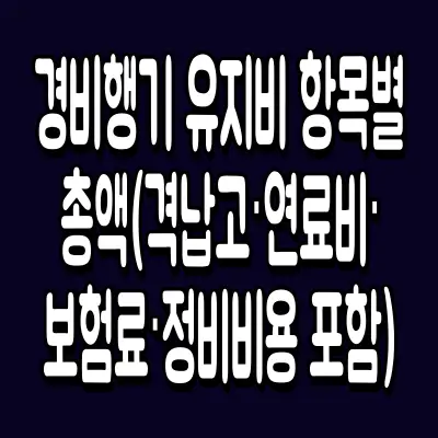 경비행기 유지비 항목별 총액(격납고·연료비·보험료·정비비용 포함)