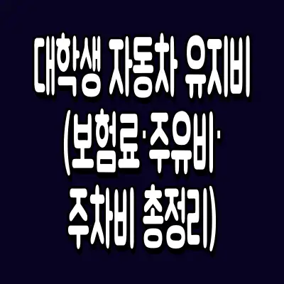대학생 자동차 유지비 (보험료·주유비·주차비 총정리)